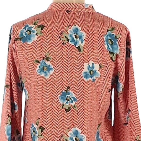 🌺 Les Amis Chevron Floral Print Tie Neck Blouse Size S NWT - Picture 5 of 9